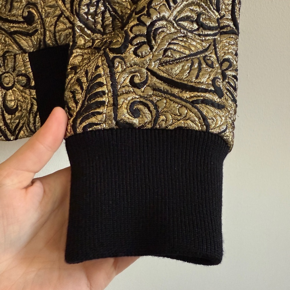 MICHAEL KORS COLLECTION Resort 19 size Small Floral Brocade Bomber Jacket Gold - Picture 12 of 16